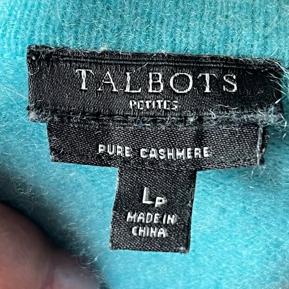 Talbots Pure Cashmere Tiffany Blue Sweater Size Petite Large - Picture 8 of 10